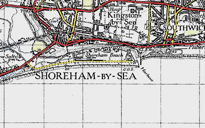Old map of Shoreham Beach in 1940