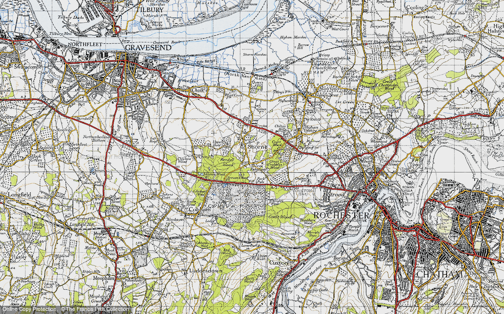 Old Map of Shorne Ridgeway, 1946 in 1946