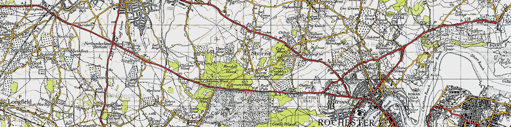 Old map of Shorne Ridgeway in 1946