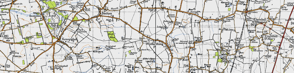 Old map of Short Green in 1946