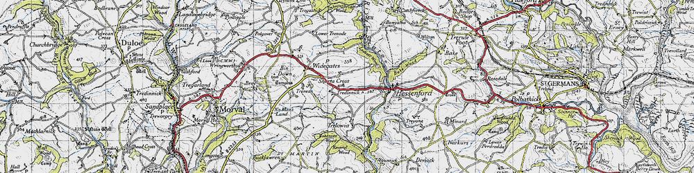 Old map of Shortacross in 1946