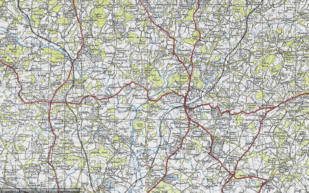 Old Map of Historic Map covering Buckham Hill in 1940