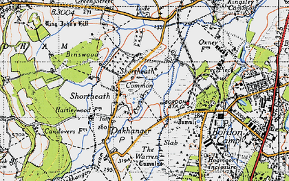 Old map of Shortheath in 1940