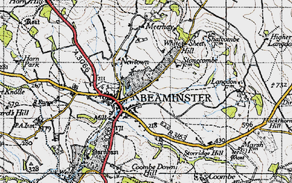Old map of Shortmoor in 1945