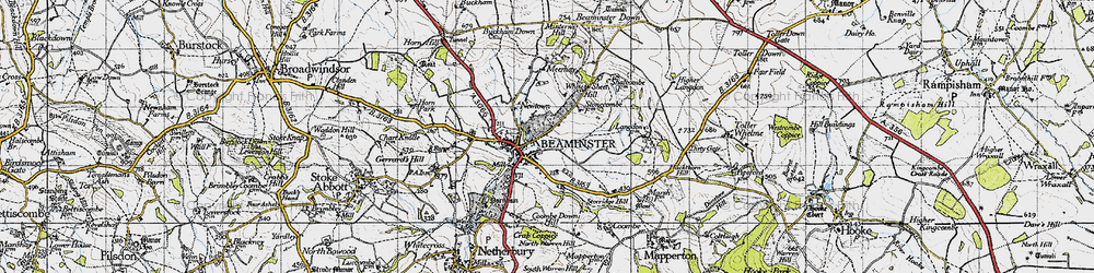 Old map of Shortmoor in 1945
