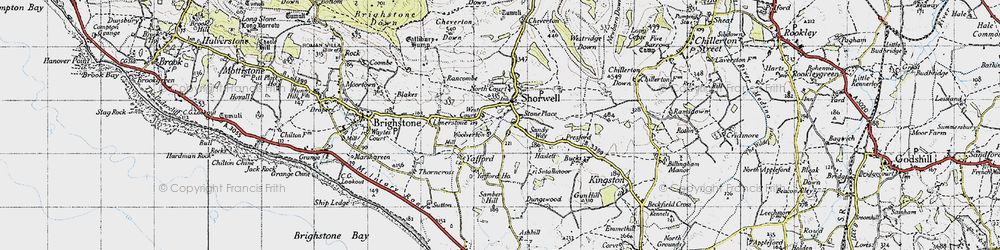 Old map of Shorwell in 1945