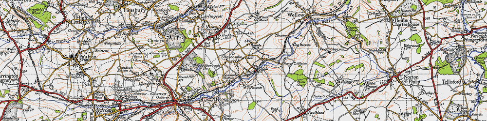 Old map of Shoscombe in 1946