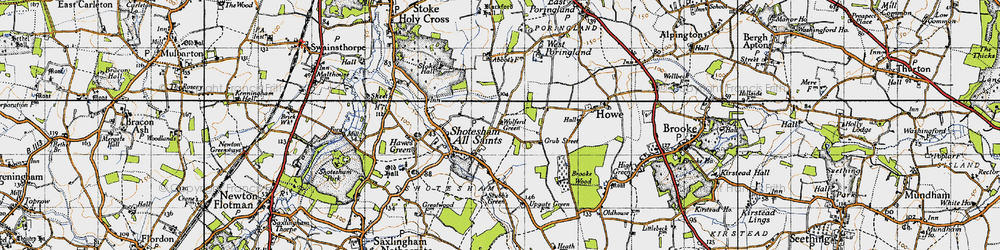 Old map of Shotesham in 1946