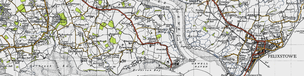 Old map of Shotley in 1946