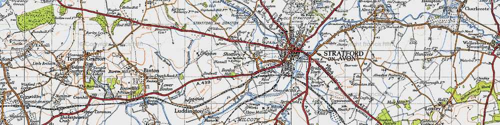 Old map of Shottery in 1947