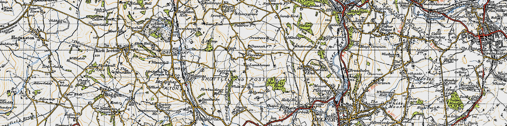 Old map of Shottle in 1946