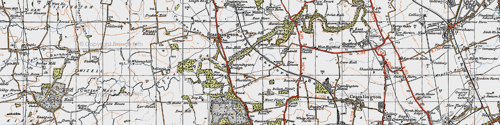Old map of Blagdon Hall in 1947