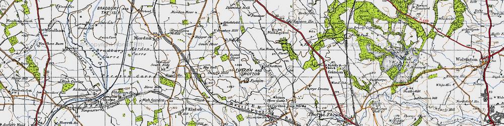 Old map of Shotton in 1947