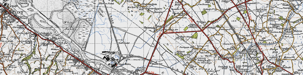 Old map of Shotwick in 1947