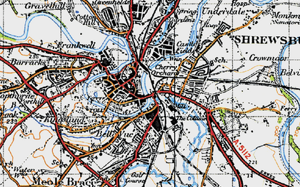 Old map of Shrewsbury in 1947