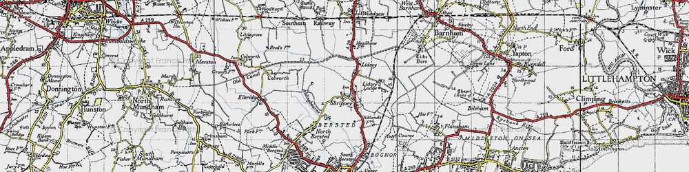 Old map of Shripney in 1945