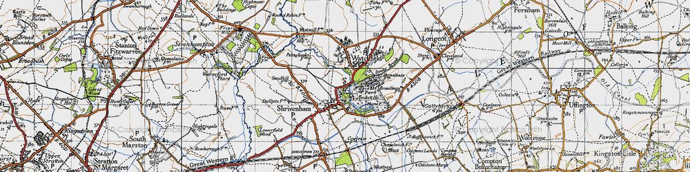 Old map of Shrivenham in 1947