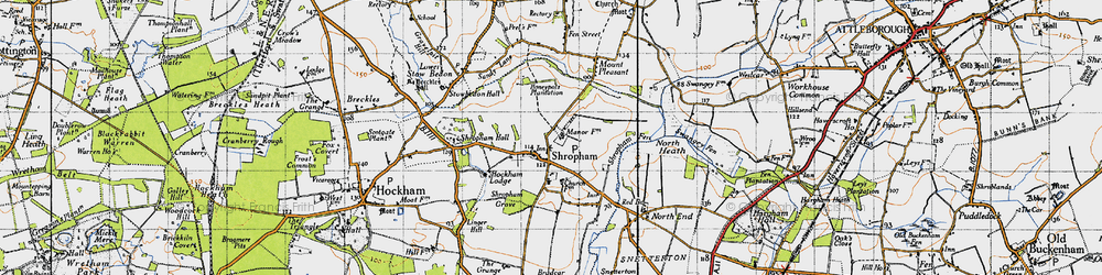 Old map of Shropham in 1946