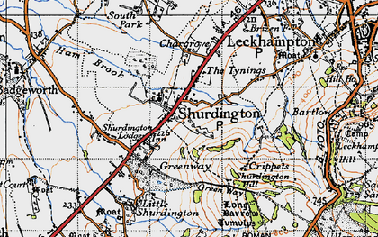 Old map of Shurdington in 1946