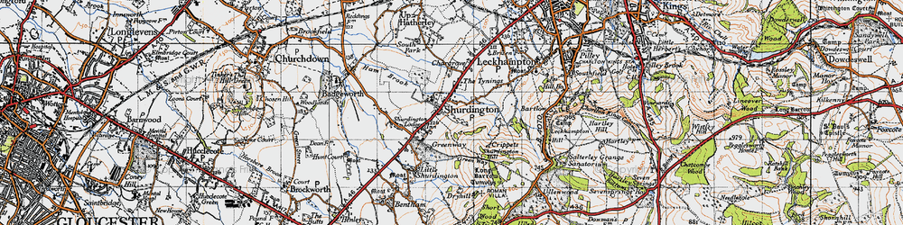 Old map of Shurdington in 1946