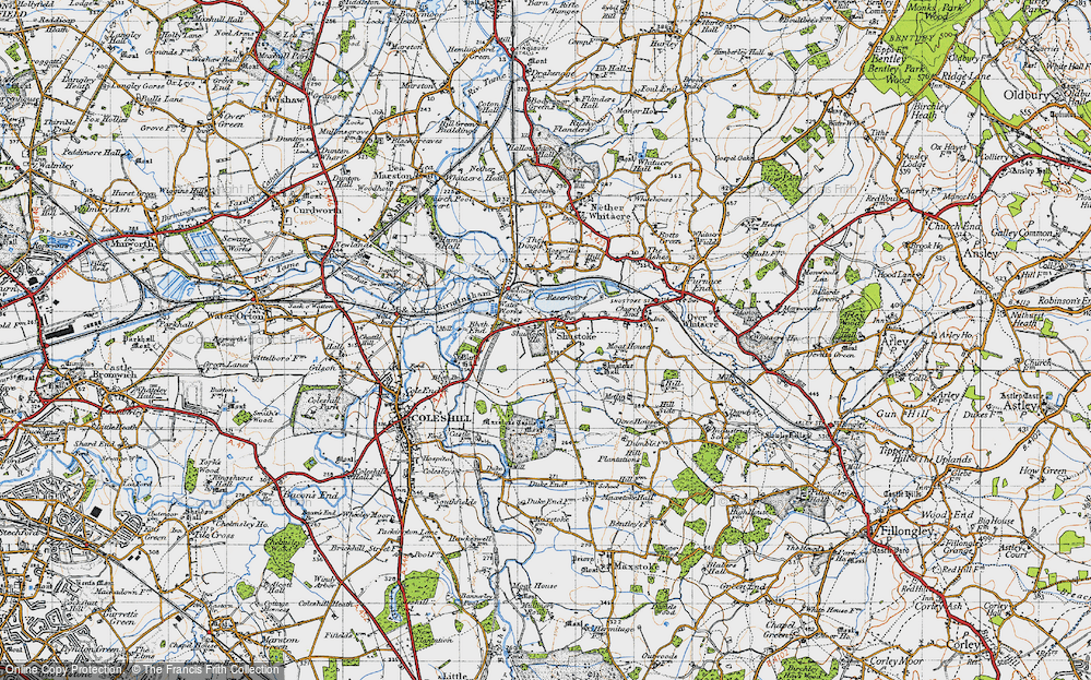 Old Map of Historic Map covering Maxstoke Castle in 1946