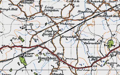 Old map of Shut Heath in 1946