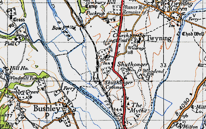 Old map of Shuthonger in 1947