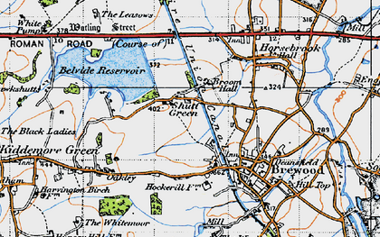 Old map of Belvide Reservoir in 1946