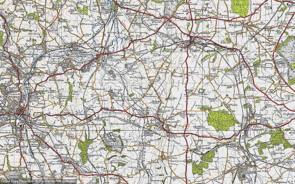 Old Map of Shuttlewood, 1947 in 1947