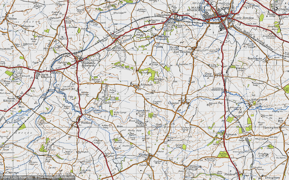 Old Map of Historic Map covering Sulby Covert in 1946