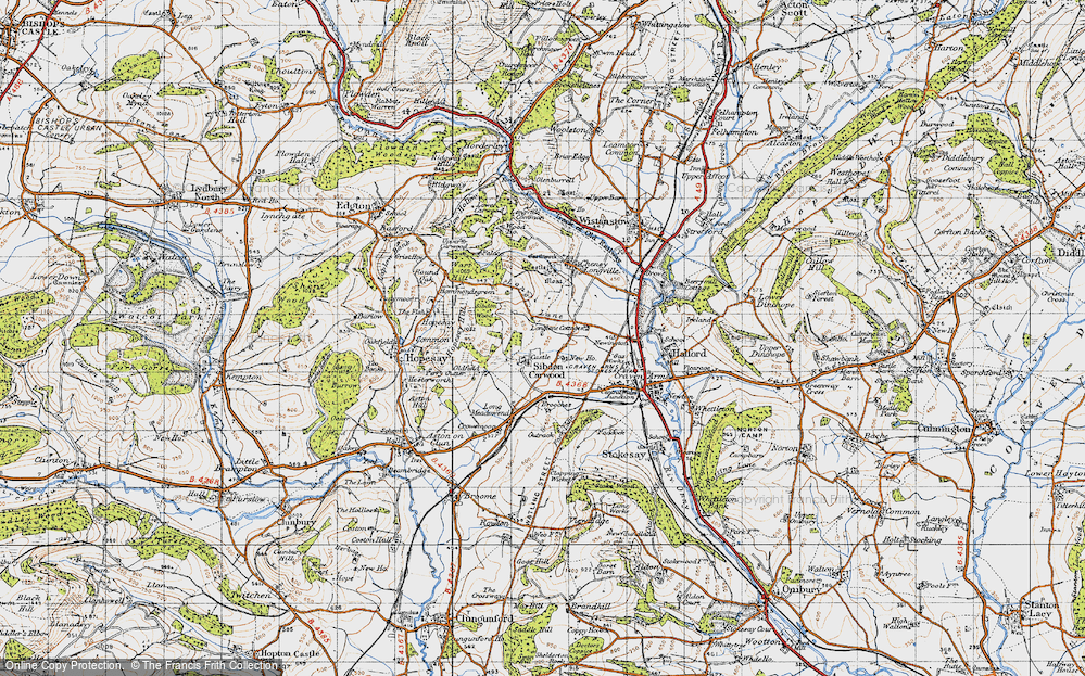 Old Map of Sibdon Carwood, 1947 in 1947