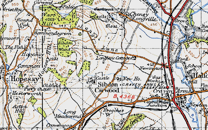 Old map of Sibdon Carwood in 1947