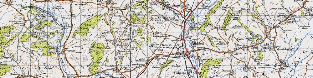 Old map of Sibdon Carwood in 1947