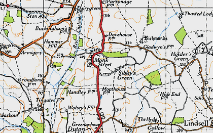 Old map of Sibley's Green in 1946