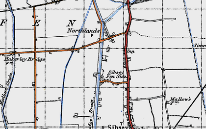 Old map of Sibsey Fen Side in 1946