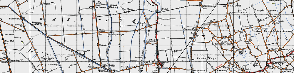 Old map of Sibsey Fen Side in 1946