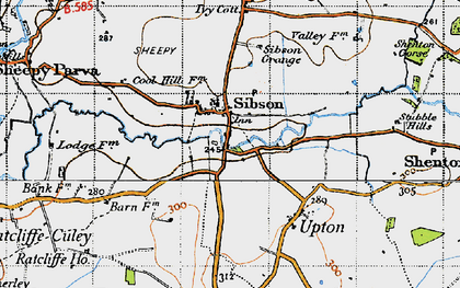 Old map of Sibson in 1946