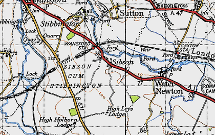 Old map of Sibson in 1946