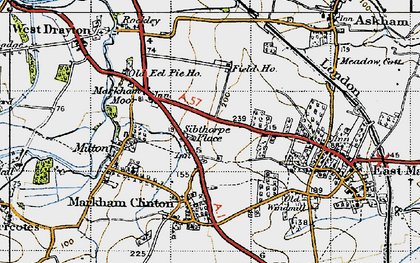 Old map of Sibthorpe in 1947