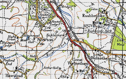 Old map of Sicklesmere in 1946
