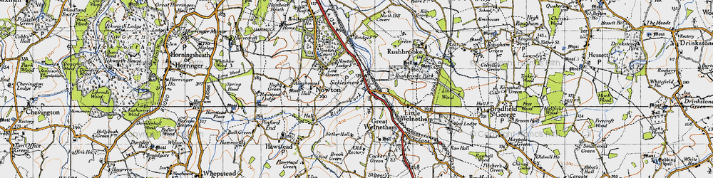 Old map of Sicklesmere in 1946