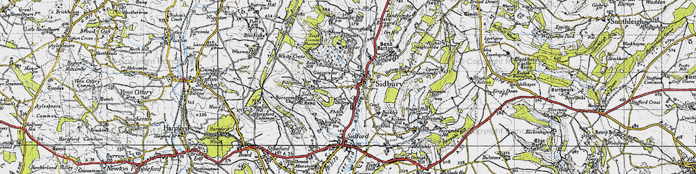 Old map of Sidbury in 1946