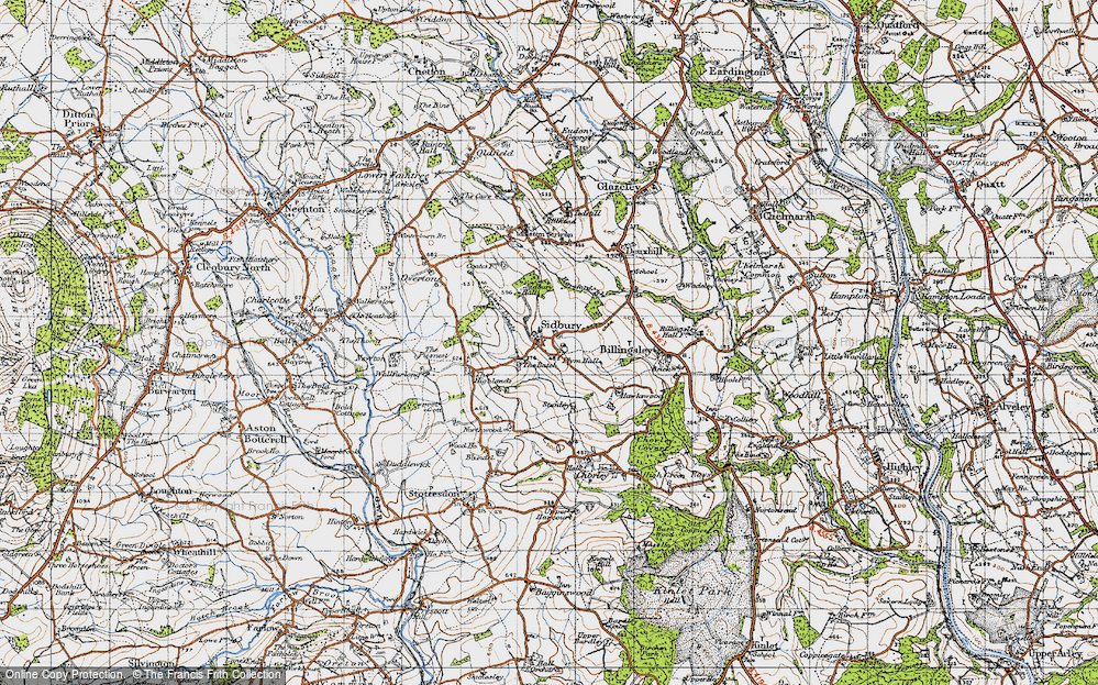 Old Map of Sidbury, 1947 in 1947