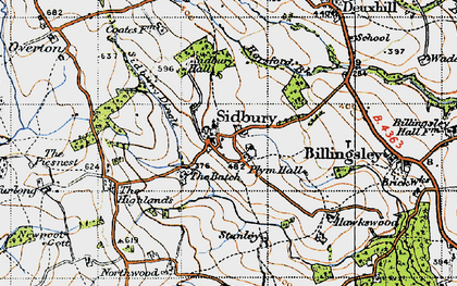 Old map of Sidbury in 1947