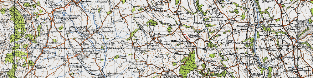 Old map of Sidbury in 1947
