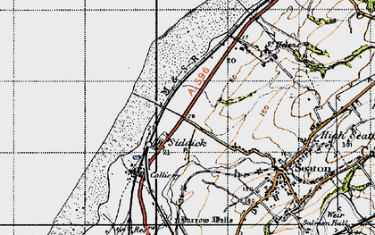 Old map of Burrow Walls (Roman Fort) in 1947