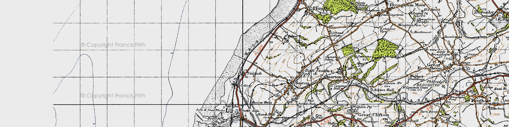 Old map of Burrow Walls (Roman Fort) in 1947
