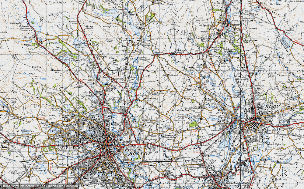 Old Map of Side of the Moor, 1947 in 1947