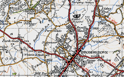 Old map of Sidemoor in 1947