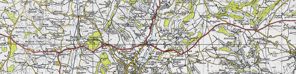 Old map of Sidford in 1946